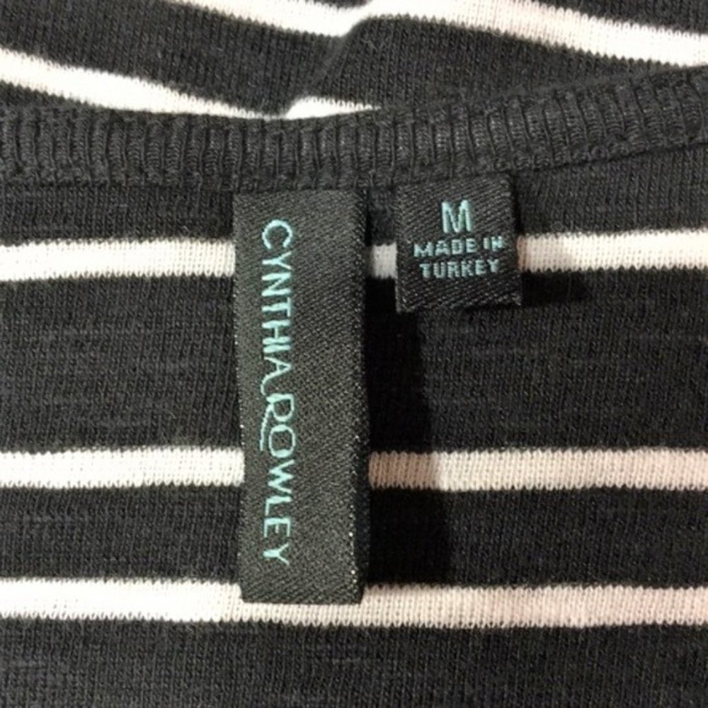 Cynthia Rowley Womens Top Shirt Size Medium Striped Scoop Neckline Black NWT - Picture 4 of 6